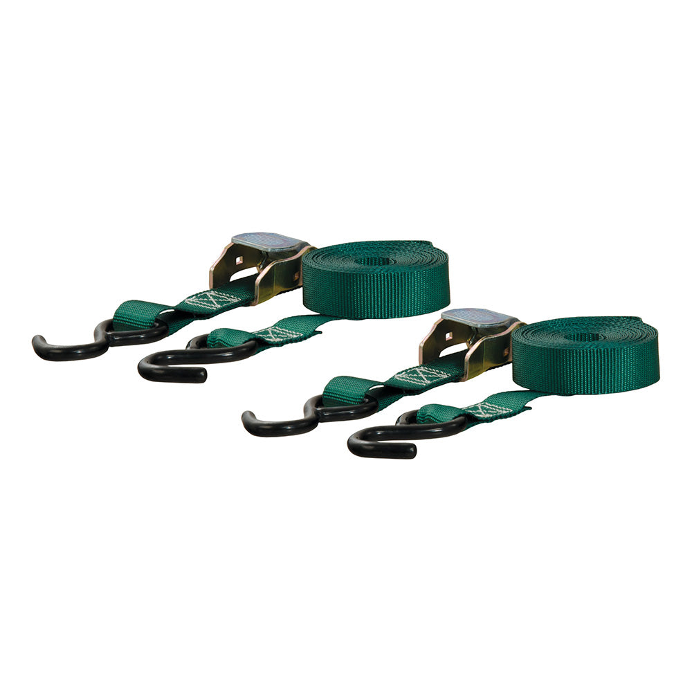 CURT 15 Dark Green Cargo Straps wS Hooks 300 lbs 2 Pack 83015