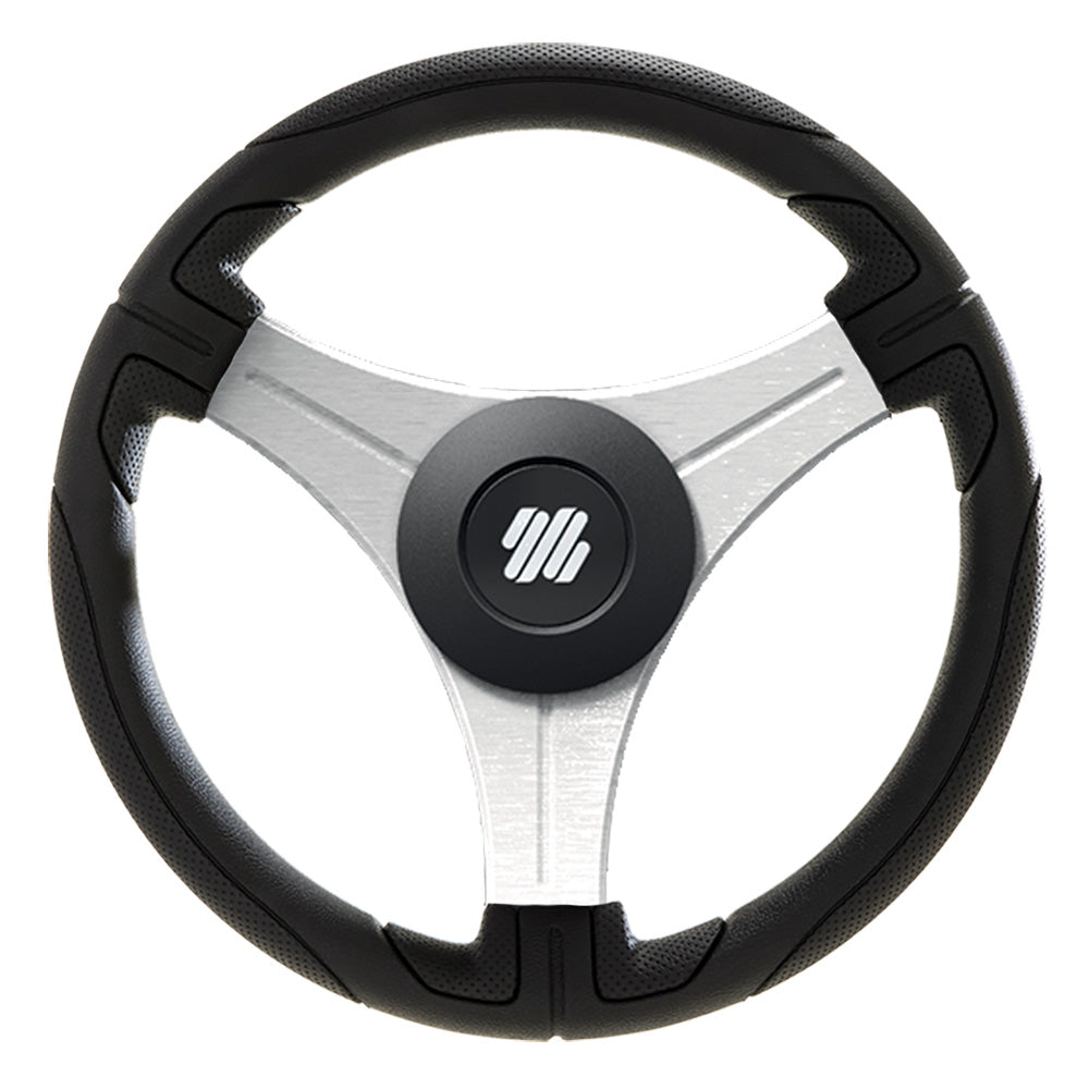 Uflex Ustica 13 Steering Wheel Black Polyurethane wSilver Spokes X62 Hub USTICABS