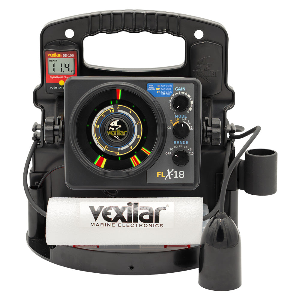 Vexilar FLX18 Pro Pack II Fishing System w12 Degree IceDucer DD100 PPX1812