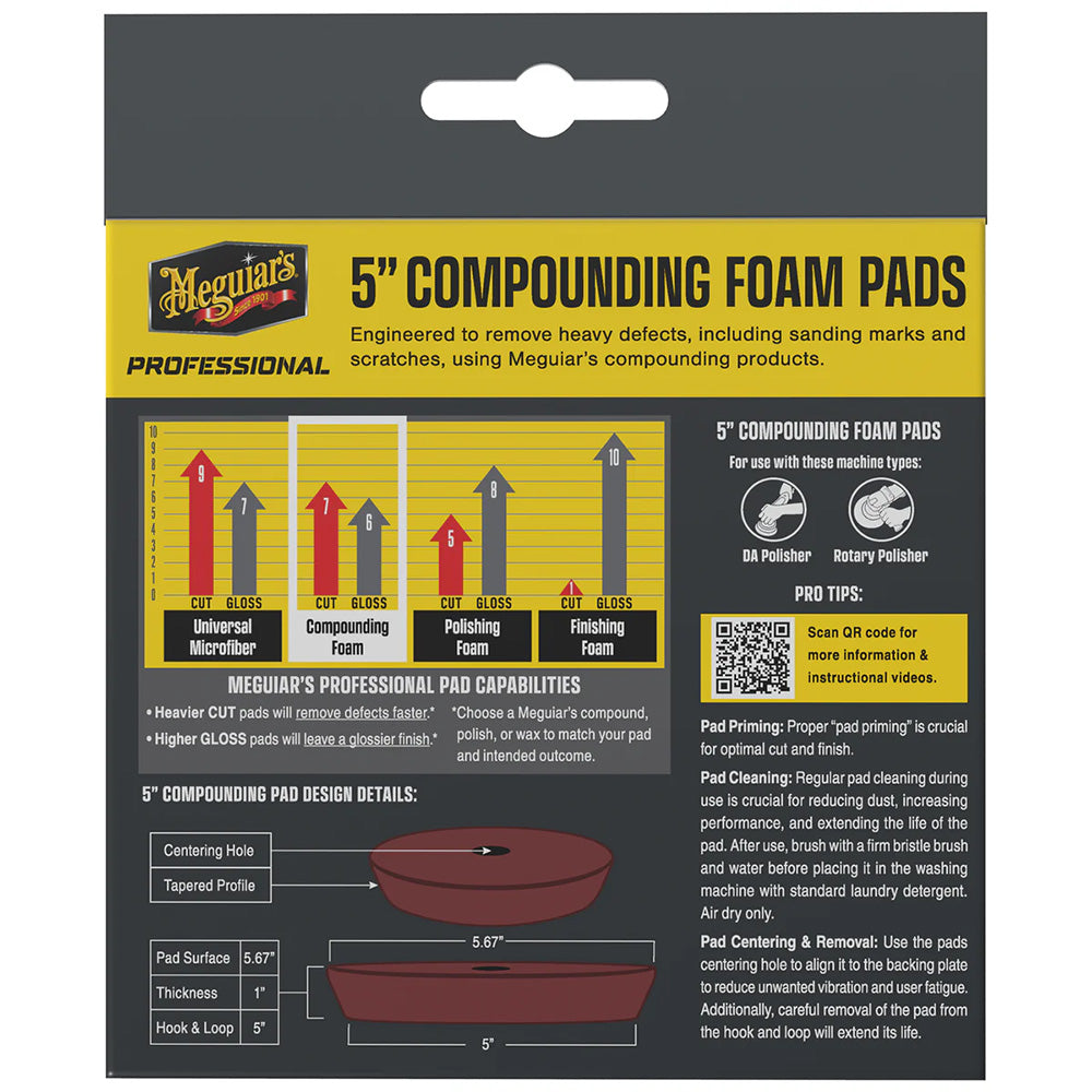 Meguiars Professional 5 Compounding Foam Pads 2Pack M5CFP2