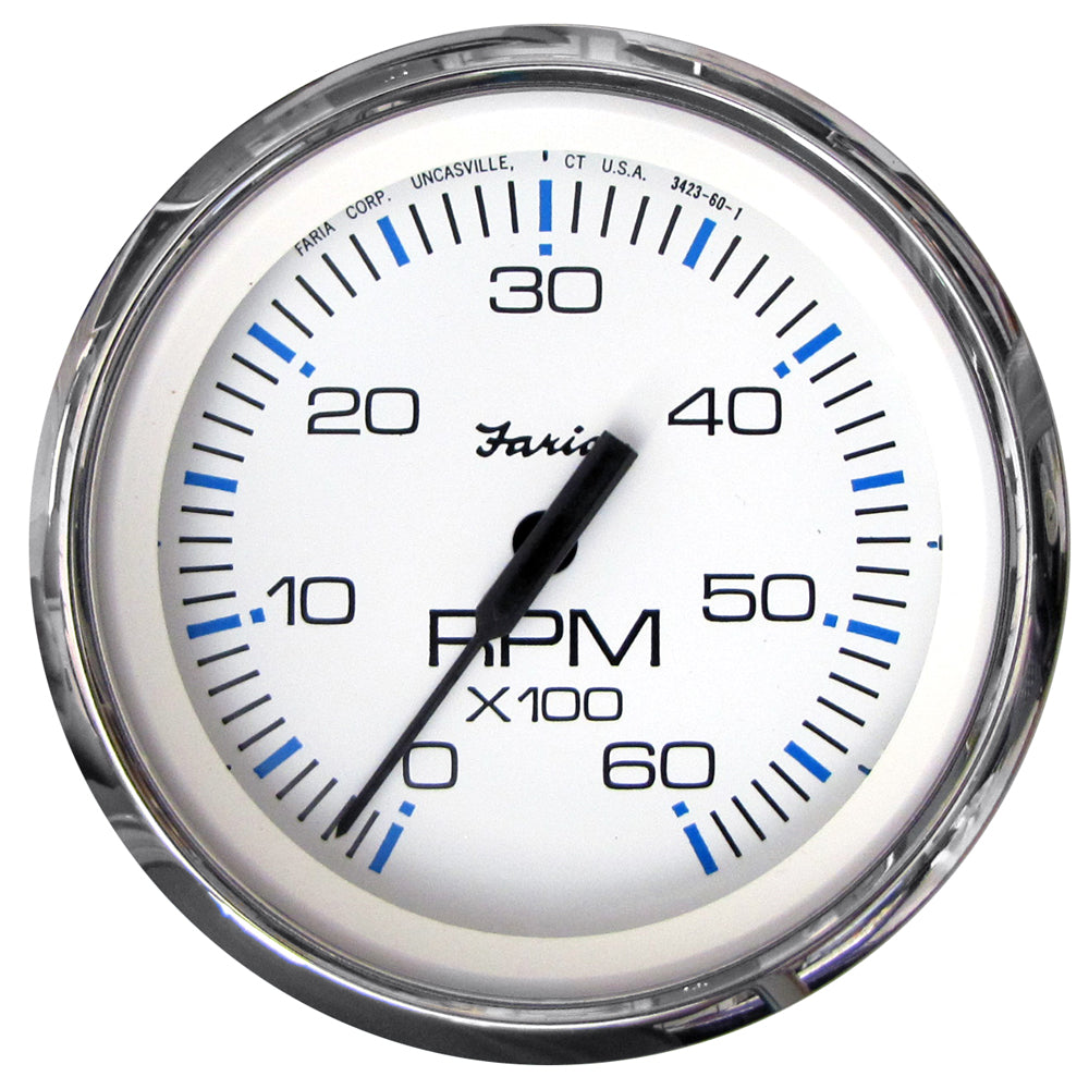 Faria Chesapeake White SS 4 Tachometer 6000 RPM Gas Inboard IO 33807