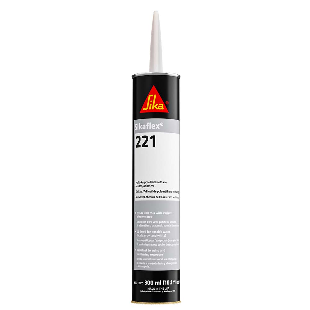 Sika Sikaflex 221 MultiPurpose Polyurethane SealantAdhesive 103oz 300ml Cartridge White 90891