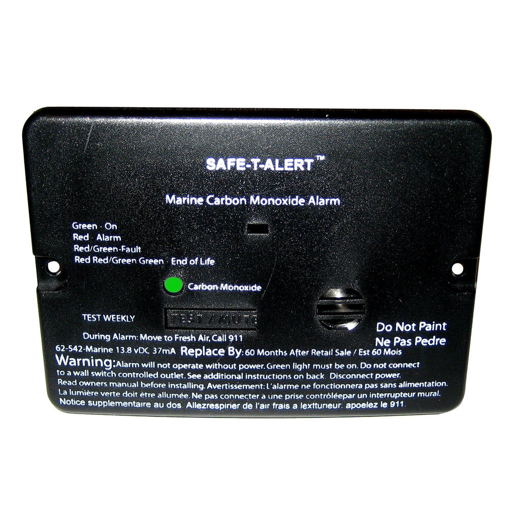 SafeTAlert 62 Series Carbon Monoxide Alarm 12V 62542Marine Flush Mount Black 62542MARINEBLK