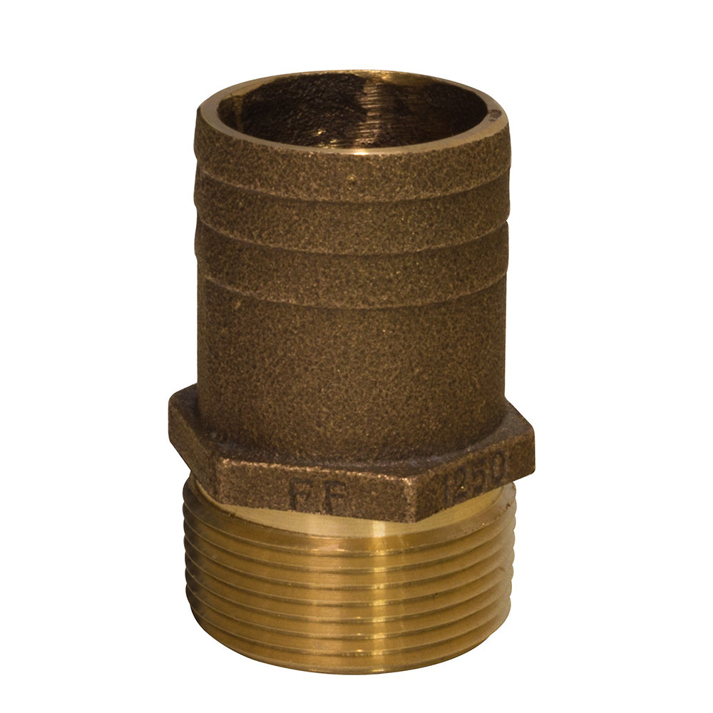 GROCO 1 NPT x 118 Bronze Full Flow Pipe to Hose Straight Fitting FF1125