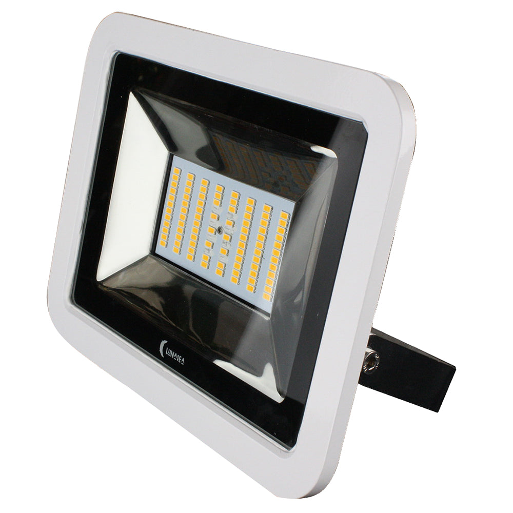 Lunasea 35W Slimline LED Floodlight 1224V Cool White 4800 Lumens 3 Cord White Housing LLB36MN8100