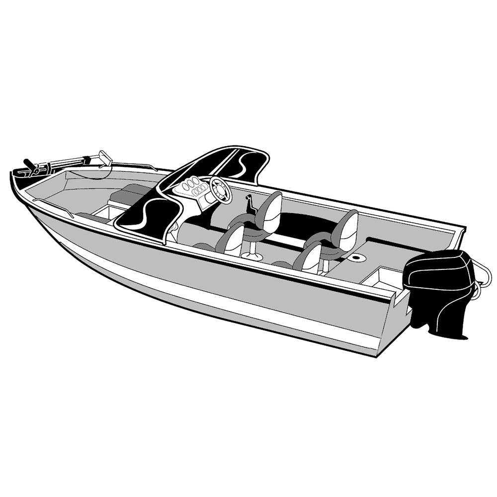 Carver Performance PolyGuard Wide Series StyledtoFit Boat Cover f185 Aluminum VHull Boats wWalkThru Windshield Grey