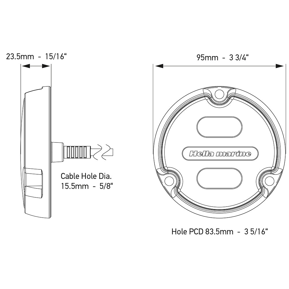 Hella Marine Apelo A1 Blue White Underwater Light 1800 Lumens Black Housing White Lens 016145011