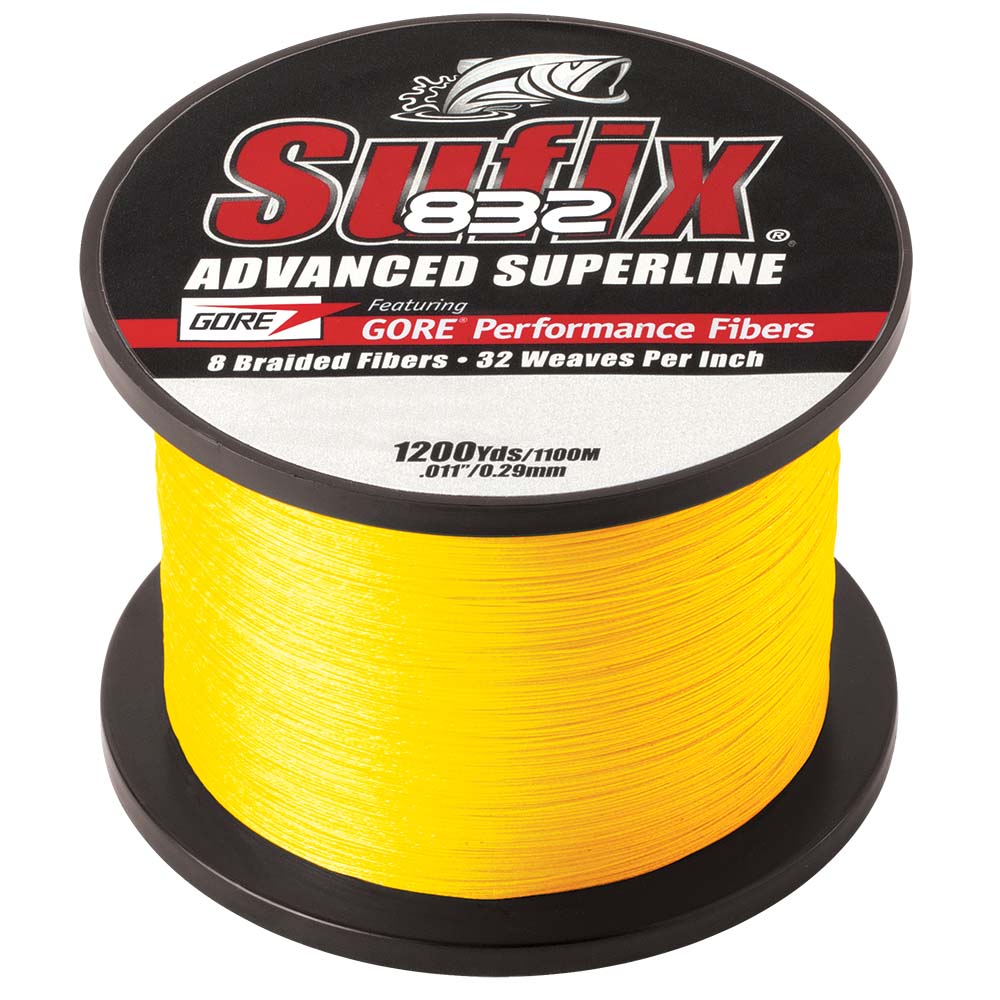 Sufix 832 Advanced Superline Braid 10lb HiVis Yellow 1200 yds 660310Y