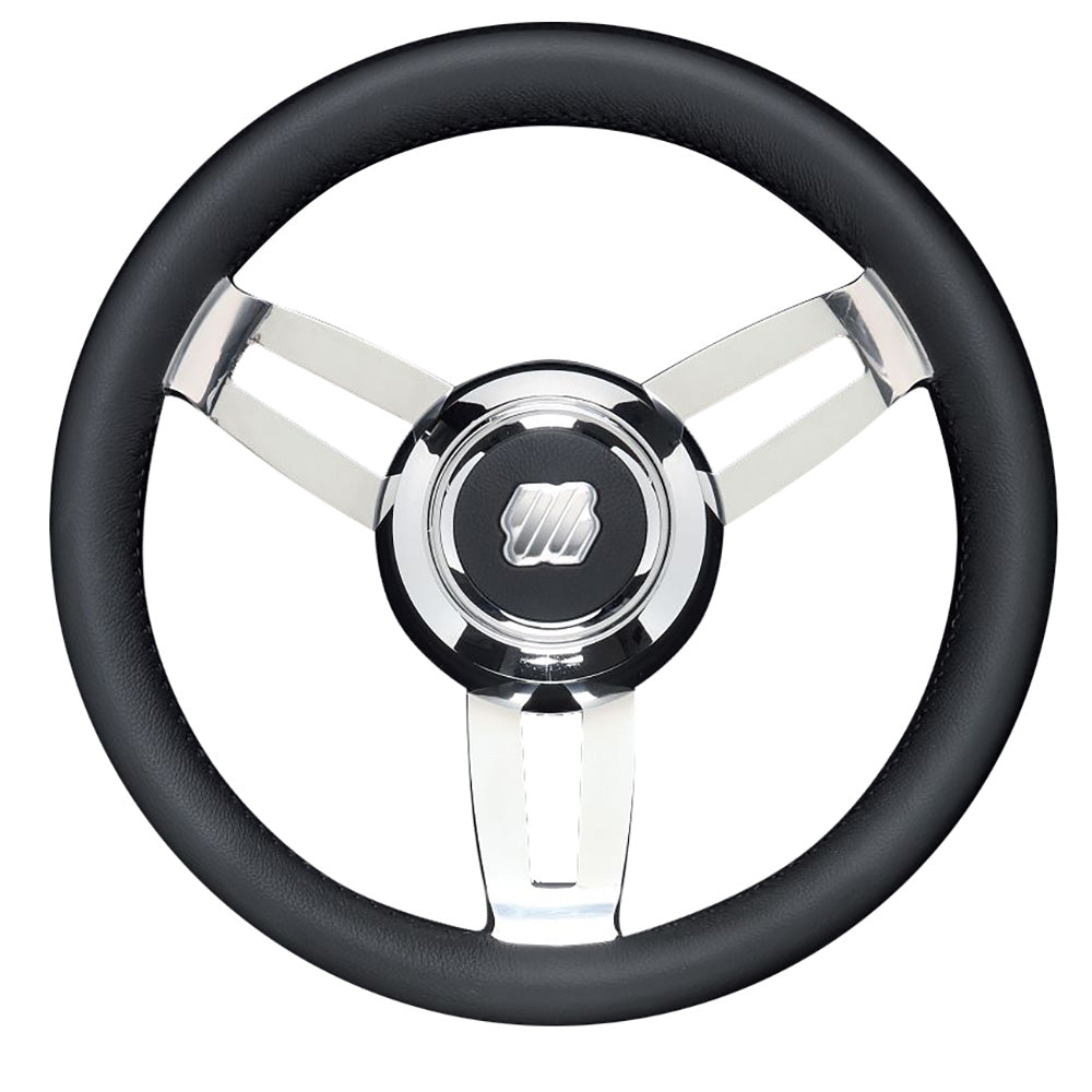 Uflex Morosini 138 Steering Wheel Black Polyurethane wStainless Steel Spokes Chrome Hub MOROSINI UCHB