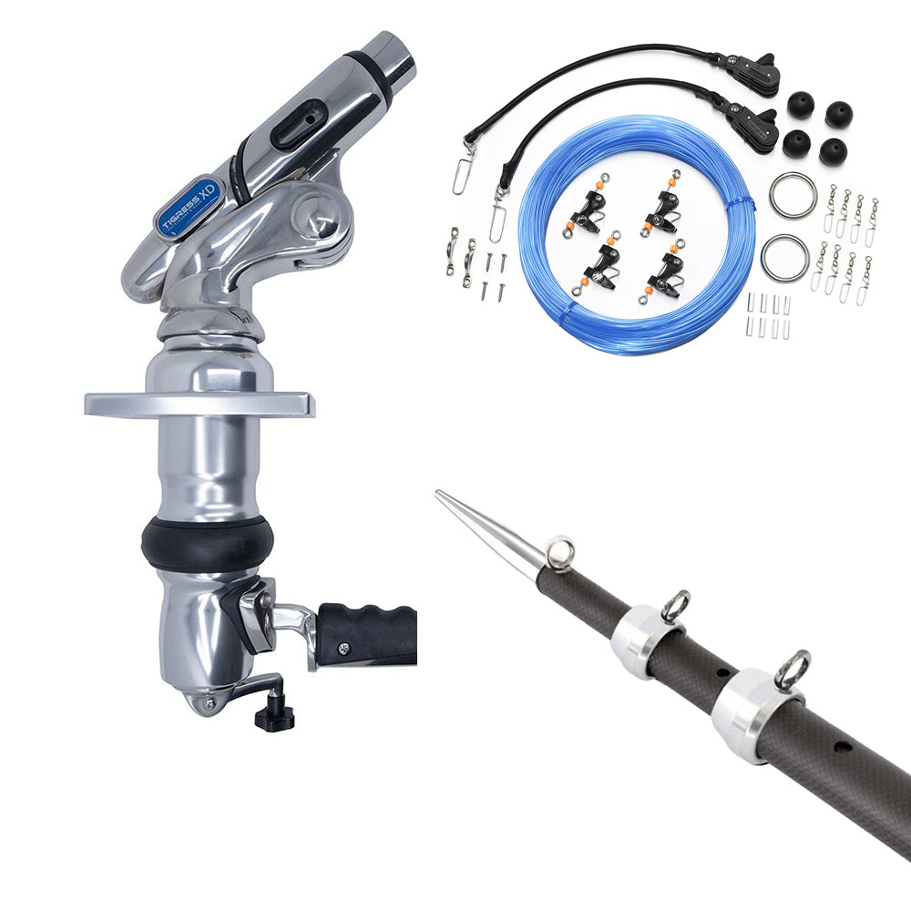 Tigress XD Crank Top Mount System 18 Carbon Fiber XD BlackSilver Outriggers Pro Series Double Rigging Kit 8867903