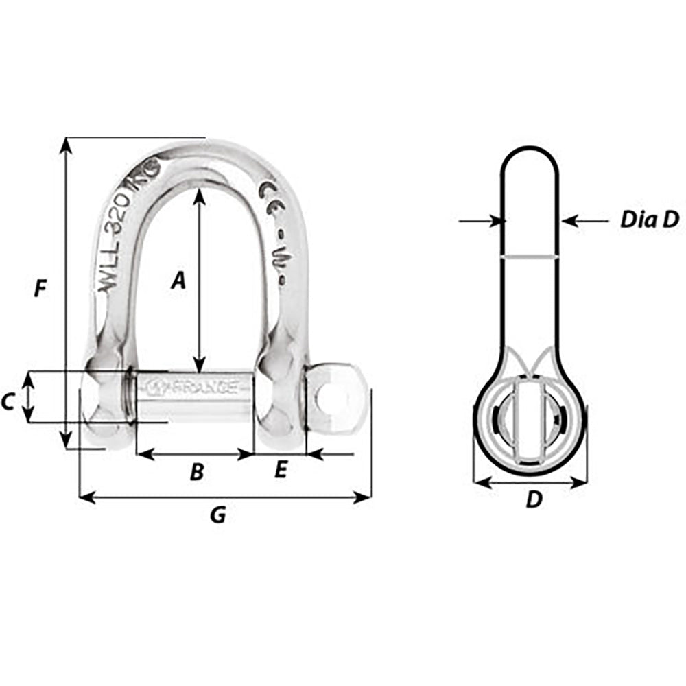 Wichard SelfLocking D Shackle 12mm Diameter 1532 01206