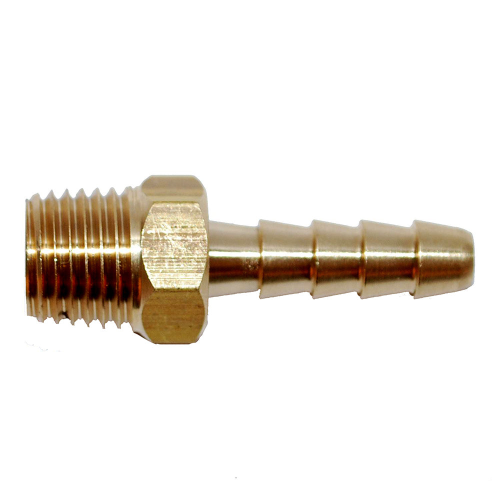 Attwood Universal Brass Fuel Hose Fitting 14 NPT x 38 Barb 145406