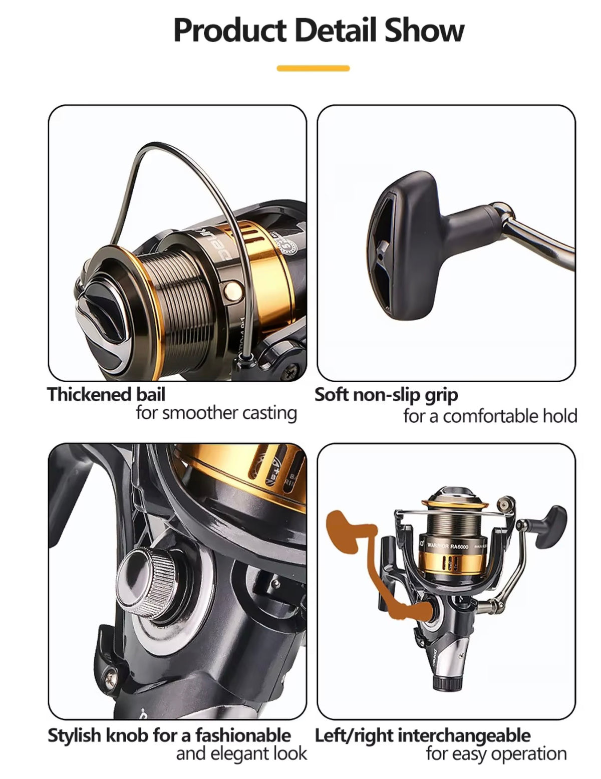 Warrior RA Series Dual Drag Spinning Reel Front & Rear Brake System Bait Clicker Alarm