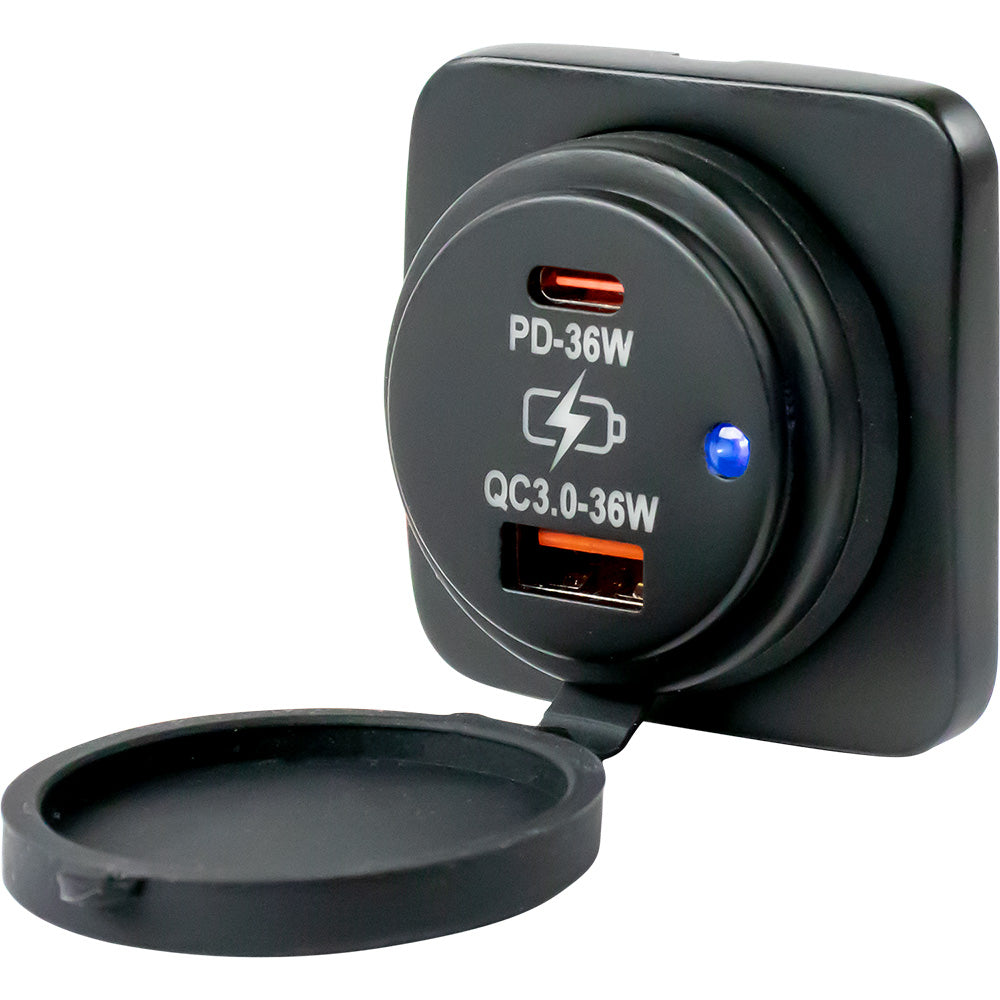 SeaDog USB A  USB C Square Surface Mount Power Socket 4265311