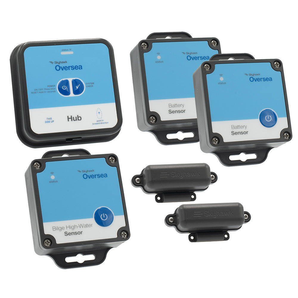 Skyhawk Oversea Fishing Bundle Hub  1 Oversea Hub 2 Battery Sensors 2 Entry Sensors  2 Bilge HighWater Sensors