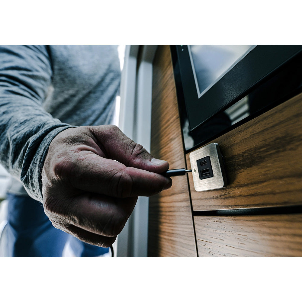 Scanstrut TILE USBAUSBC Interior Charging Socket  1224V  Stainless Steel Bezel SCTILE11