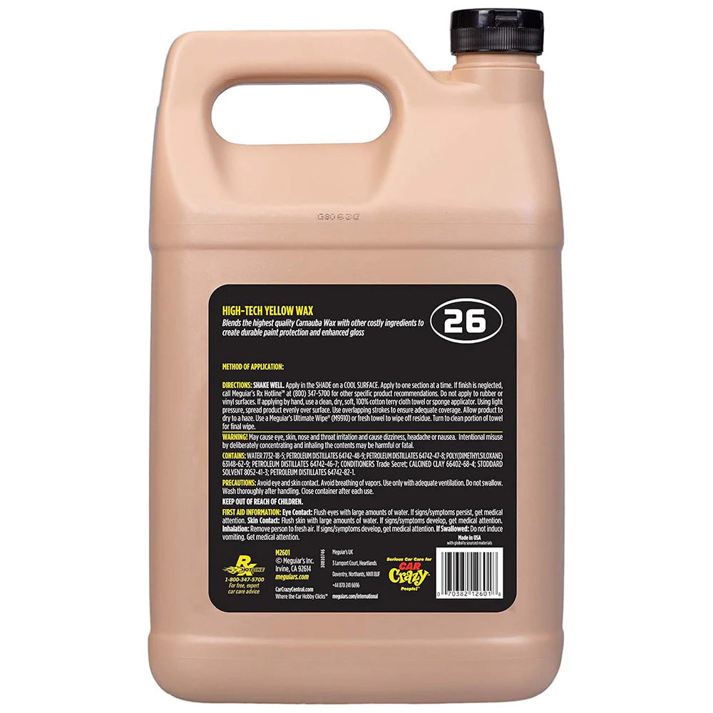 Meguiars Professional HiTech Yellow Liquid Wax  1 Gallon M2601