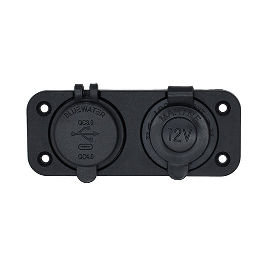 Bluewater Dual USBUSBC 12V Combo Receptacle wPlate 30004011