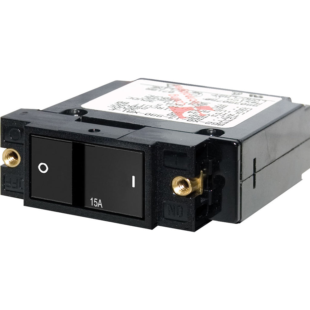 Blue Sea 7403 Single Pole Small Case 2 Flat Rocker Circuit Breaker    15 Amp 7403