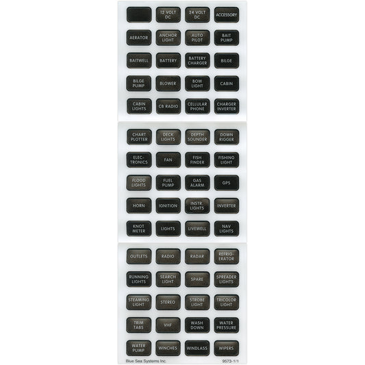 Blue Sea 8214 Black Small Format Label Kit  60 Labels 8214