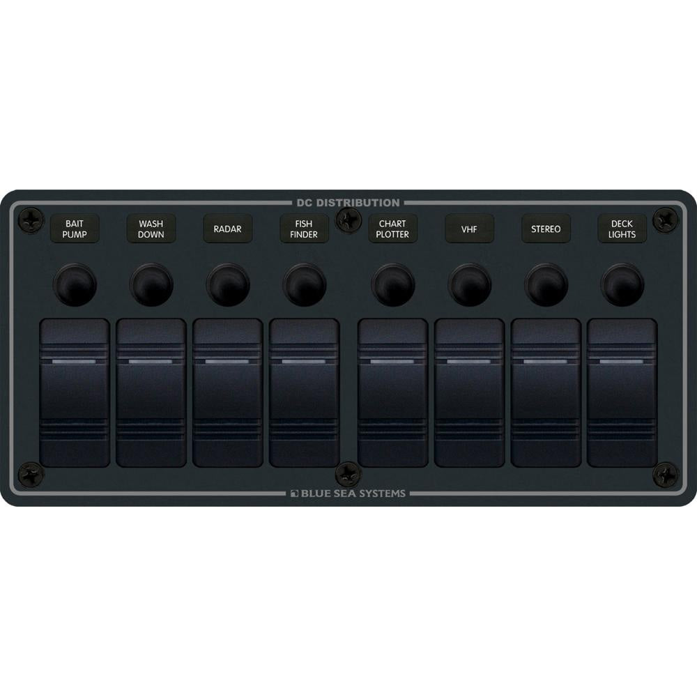 Blue Sea 8371 Water Resistant Panel  8 Position  Black  Horizontal Mount 8371