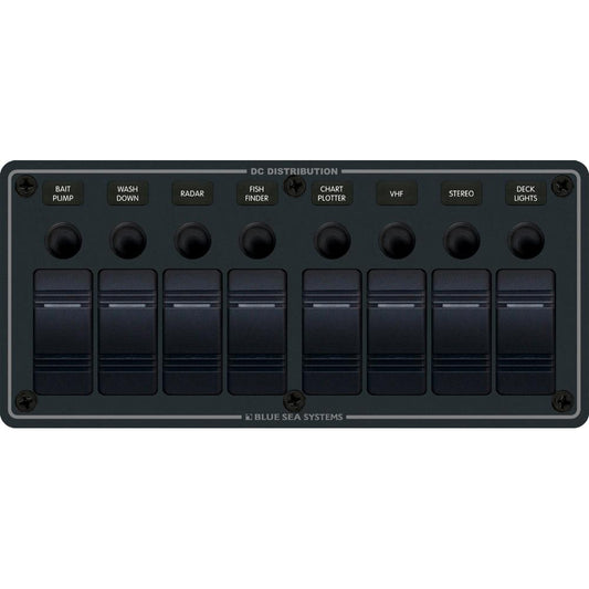 Blue Sea 8371 Water Resistant Panel  8 Position  Black  Horizontal Mount 8371