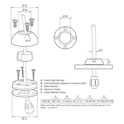 Scanstrut DS21BP Vertical Cable Seal DS21BP