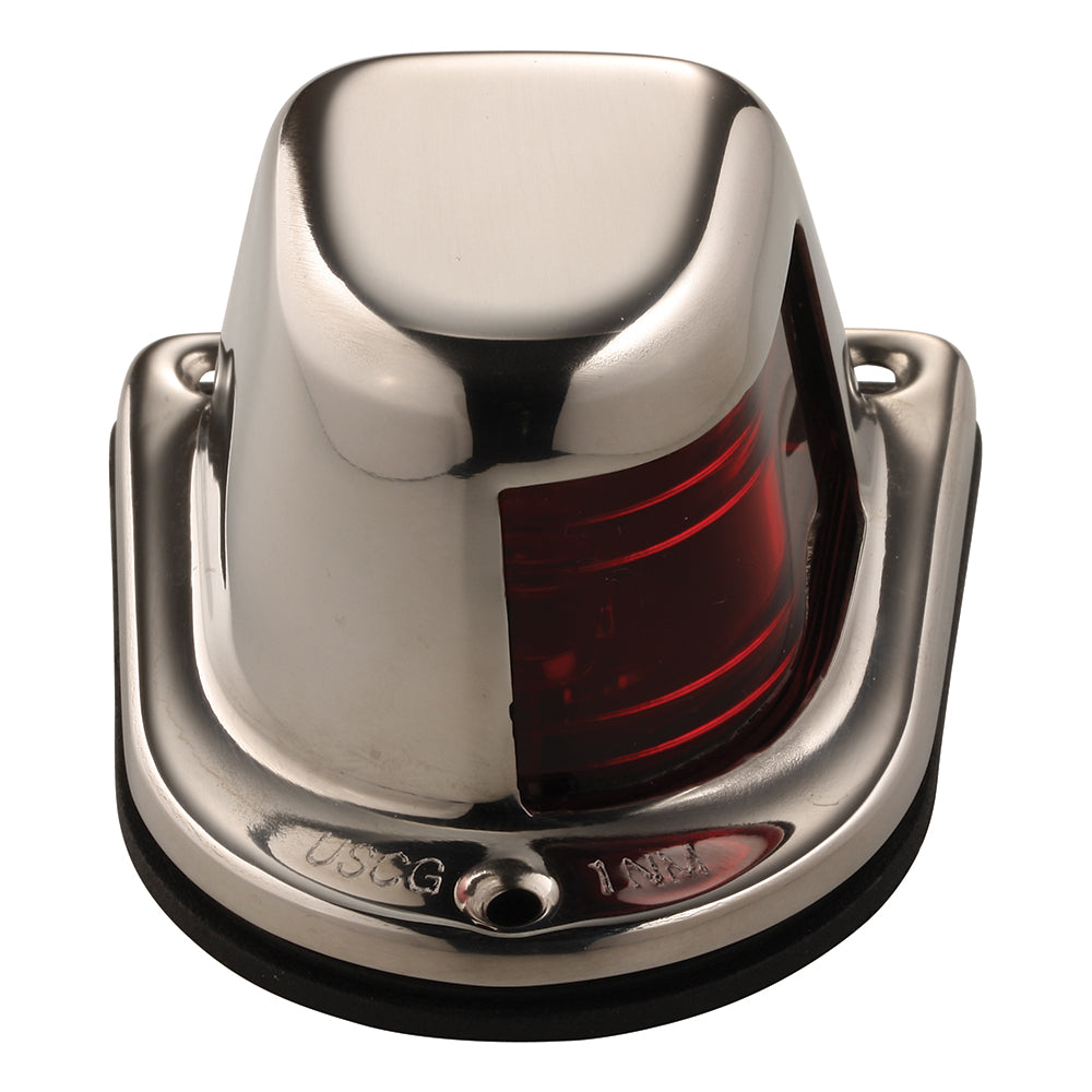 Attwood 1Mile Deck Mount Red Sidelight  12V  Stainless Steel Housing 66319R7