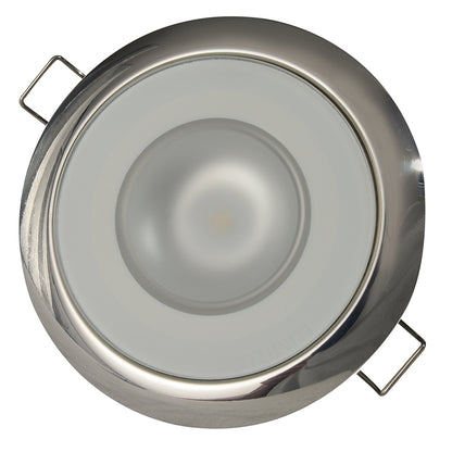 Lumitec Mirage  Flush Mount Down Light  Glass FinishPolished SS Bezel  Warm White Dimming 113119