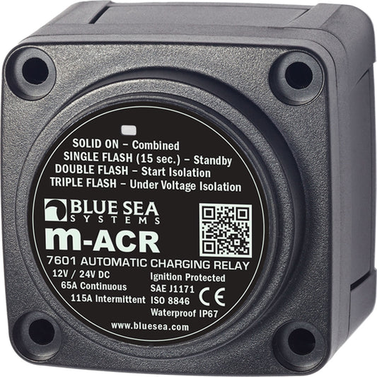 Blue Sea 7601 DC Mini ACR Automatic Charging Relay  65 Amp 7601