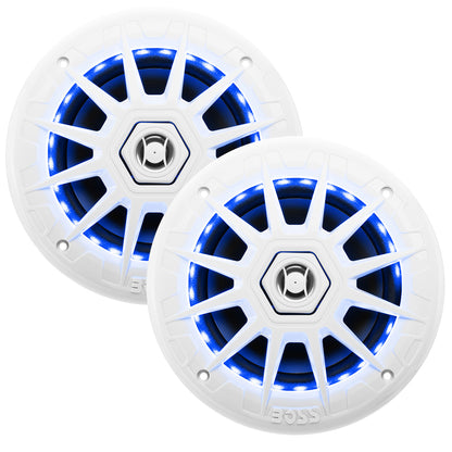 Boss Audio 65 MRGB65 Speakers wRGB Lighting  White  200W MRGB65