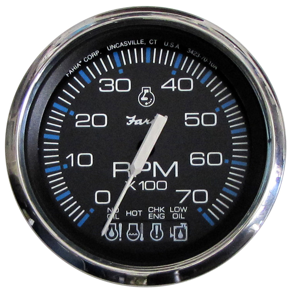 Faria Chesapeake Black SS 4 Tachometer wSystemcheck Indicator  7000 RPM Gas f Johnson  Evinrude Outboard 33750