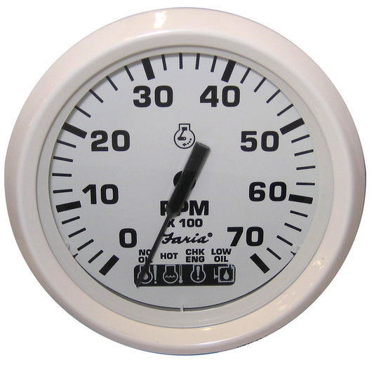 Faria Dress White 4 Tachometer wSystemcheck Indicator  7000 RPM Gas Johnson  Evinrude Outboard 33150