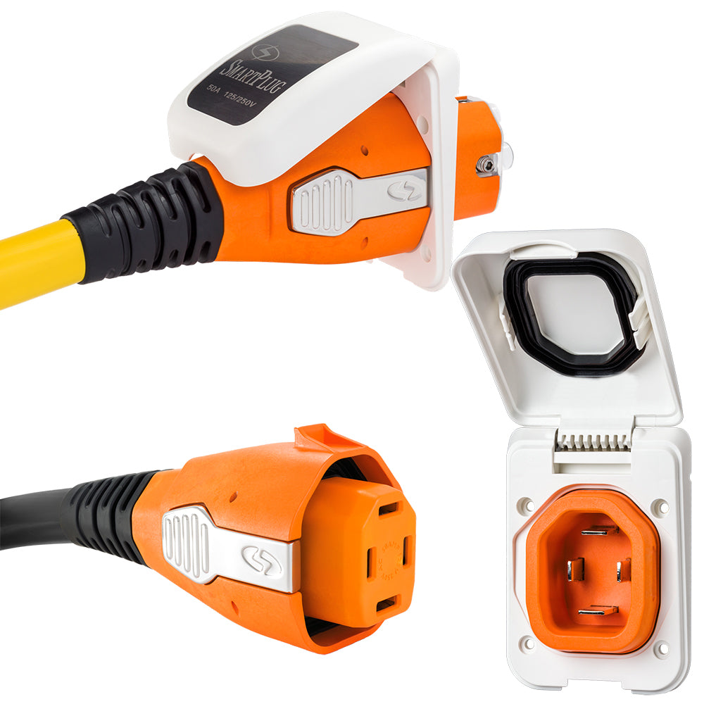 SmartPlug 50 AMP Inlet  Female Cord Connector Combo  White B50ASSYPW