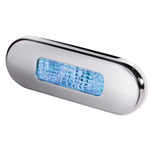 Hella Marine Surface Mount Oblong LED Courtesy Lamp  Blue LED  Stainless Steel Bezel 980869601