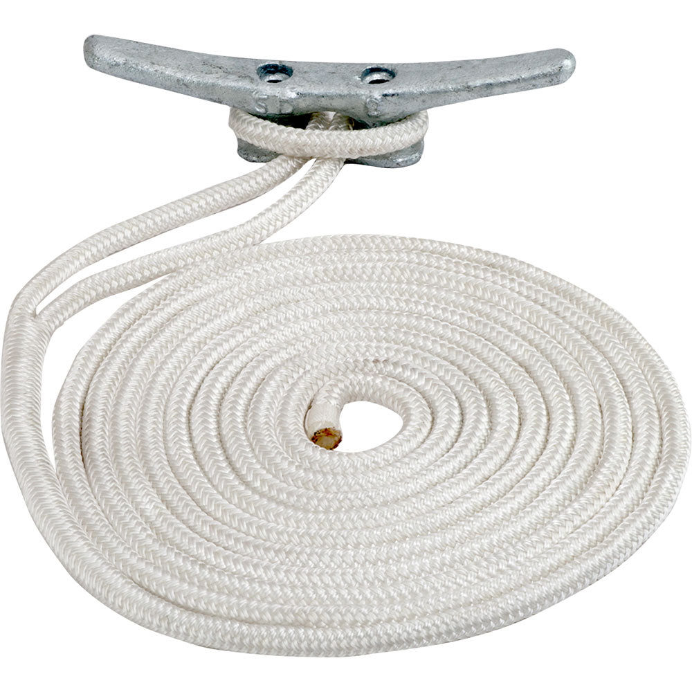 SeaDog Double Braided Nylon Dock Line  34 x 25  White 302119025WH1