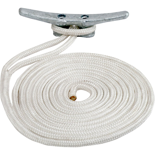 SeaDog Double Braided Nylon Dock Line  34 x 35  White 302119035WH1