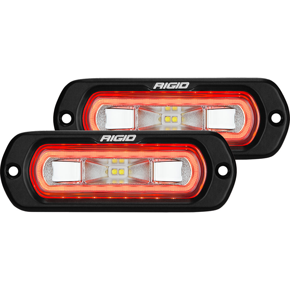 RIGID Industries SRL Series Flush Mount Spreader Light  Black Housing  Red Halo 53222