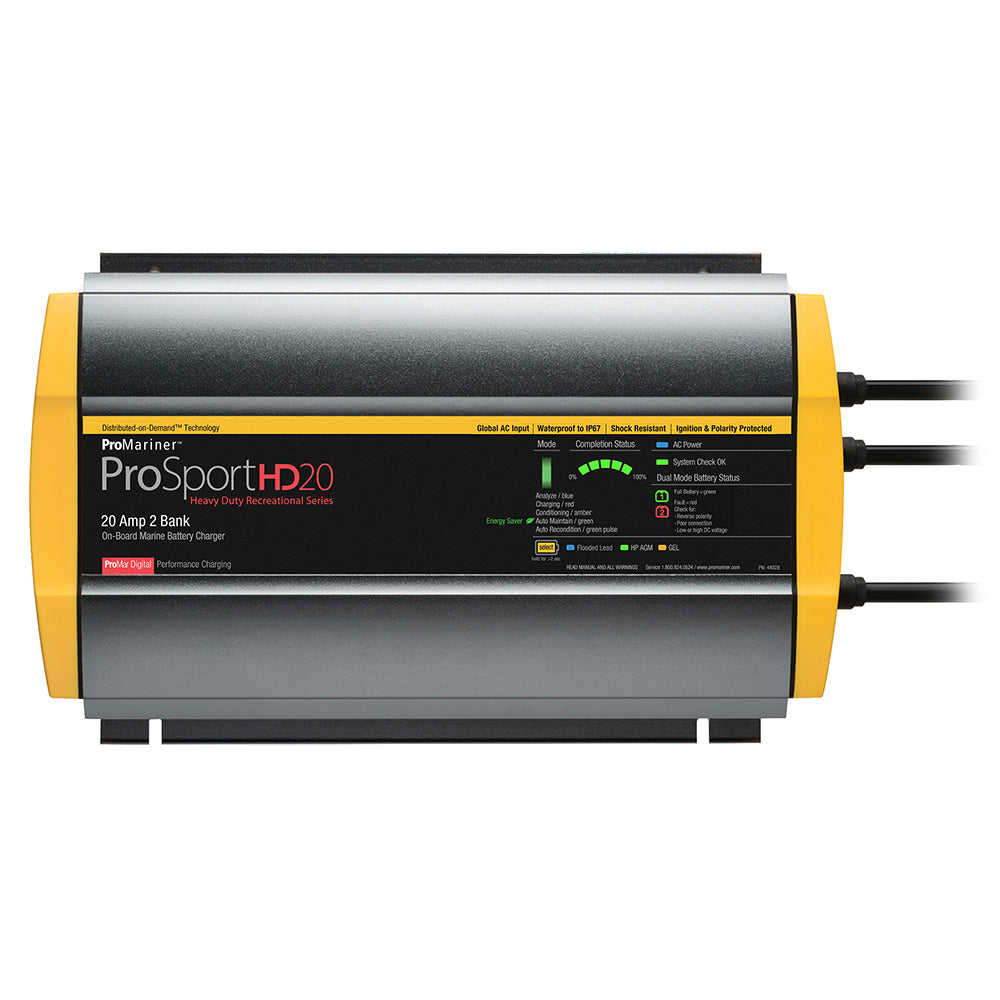 ProMariner ProSportHD 20 Global Gen 4  20 Amp  2 Bank Battery Charger 44028