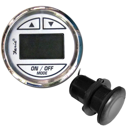 Faria Chesapeake White SS 2 Depth Sounder wThruHull Transducer 13894