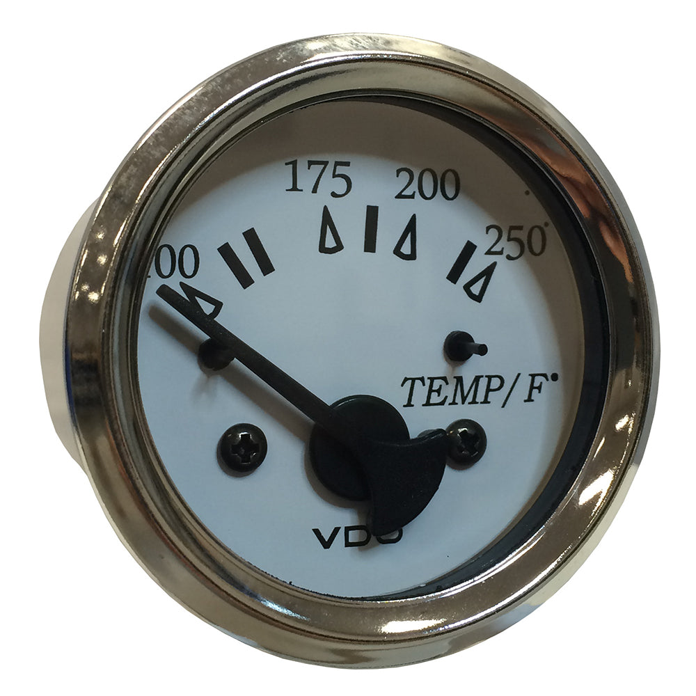 VDO Cockpit Marine 52MM 2116 Water Temp Gauge  0250F  White DialChrome Bezel 31015277