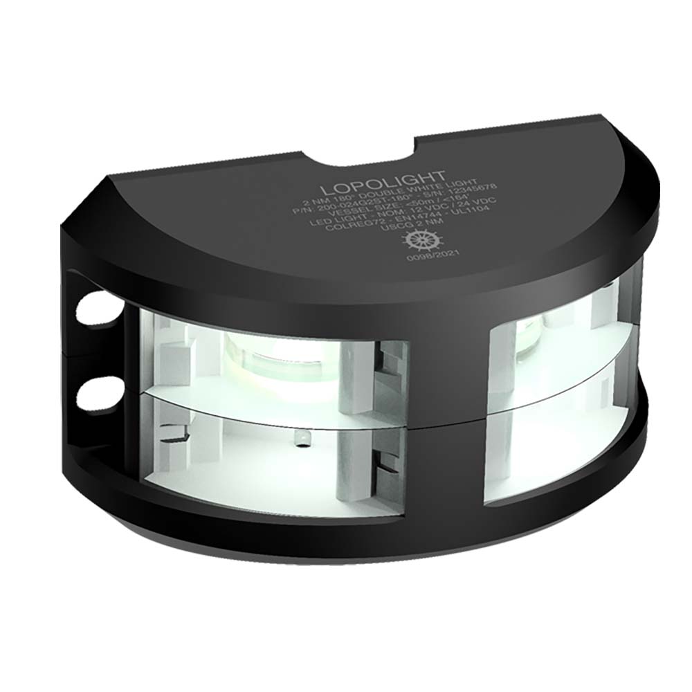 Lopolight Series 200024  Double Stacked Navigation Light  2NM  Vertical Mount  White  Black Housing 200024G2STB