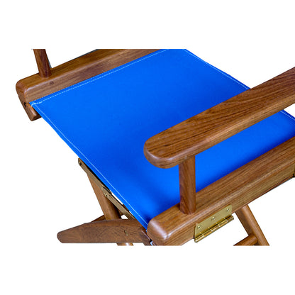 Whitecap Directors Chair wBlue Seat Covers  Teak 60041