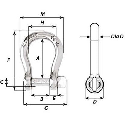 Wichard SelfLocking Bow Shackle  Diameter 10mm  1332 01245