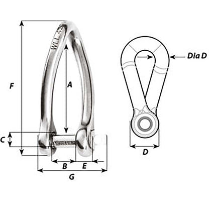 Wichard Captive Pin Twisted Shackle  Diameter 8mm  516 01424