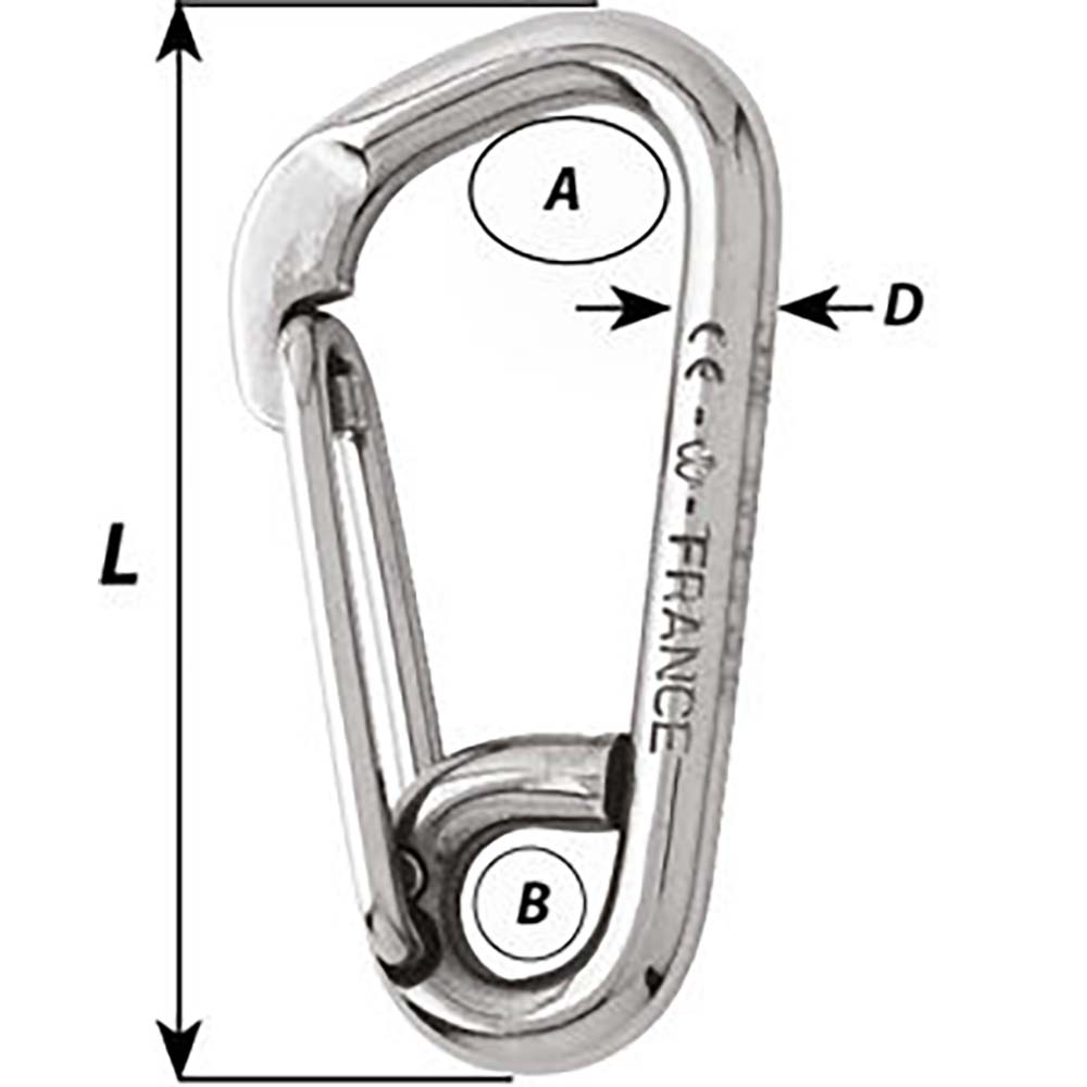 Wichard Asymmetric Carbine Hook  Length 60mm  14 02323