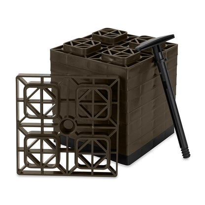 Camco FasTen Leveling Blocks wTHandle  2x2  Brown 10Pack 44521