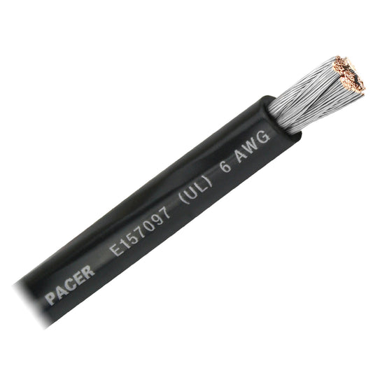 Pacer Black 6 AWG Battery Cable  Sold By The Foot WUL6BKFT
