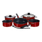 Magma Nestable 10 Piece Induction NonStick Enamel Finish Cookware Set  Magma Red A10366MR2IN