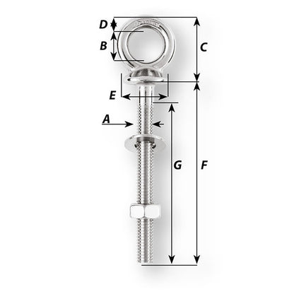Wichard Eye Bolt  M12 x 175mm  Length 120mm 06497